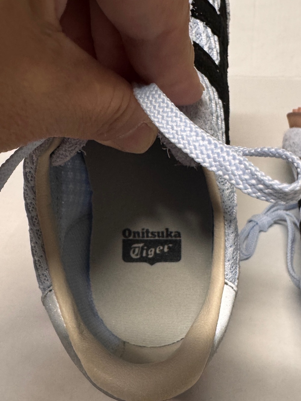 Onitsuka Tiger from Japan Skyblue/ Black tweed whimsigoth girlcore sz 7 sneaker - Picture 6 of 8